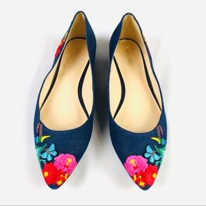NINE WEST Obedience Floral Denim Flats
